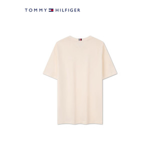 TOMMY HILFIGER24春季男装纯棉立体感彩色字母印花短袖T恤MW0MW34419 米白色AEF L （：150-165斤）