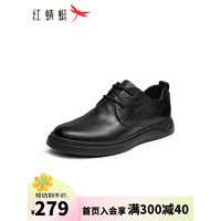 红蜻蜓休闲皮鞋男2024春季商务软底系带男单鞋低帮通勤皮鞋WGA14006 黑色 41