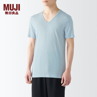 无印良品（MUJI）男式 莱赛尔 V领 短袖T恤 男士背心男款 FA19MC4S 灰色 XS （160/84A）