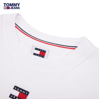 TOMMY JEANS24春季女装美式刺绣纯色针织短袖T恤上衣DW0DW17391 白色YBR M