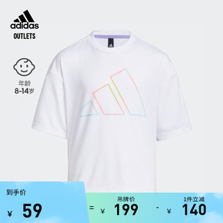 adidas 阿迪达斯 女大童运动短袖T恤HE2533