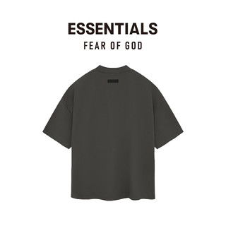 FEAR OF GOD ESSENTIALS橡胶标棉质短袖T恤美式高街时尚潮牌宽松薄荷曼波简约短袖 水墨黑 Ink L