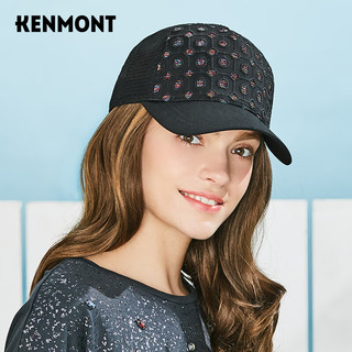 卡蒙（Kenmont）春夏棒球帽透气网黑色鸭舌帽女格子个性黑镂空时尚太阳帽遮阳3637 黑色 可调节(57cm)