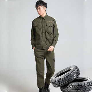 安富利工作服套装男春秋耐磨劳保服电焊工作训服多口袋工程服全棉户外 军绿夏季薄款 170