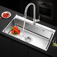 OULIN 欧琳 YG105水槽单槽套餐 厨房304不锈钢洗菜盆 洗碗槽大单槽 洗碗槽水池