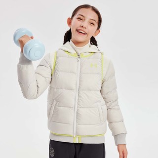 安德玛（Under Armour）儿童羽绒服秋冬外套冬季保暖锁温加厚运动羽绒男女童 米白 160cm