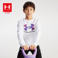 安德玛(Under Armour)男童圆领套头卫衣2024年童装儿童宽松运动百搭卫衣男大童上衣 白 白色 150cm