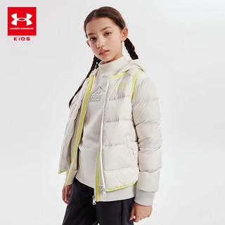 安德玛（Under Armour）儿童羽绒服秋冬外套冬季保暖锁温加厚运动羽绒男女童 米白 150cm