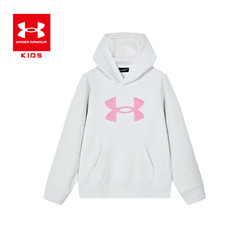 UNDER ARMOUR 安德玛 男大童连帽宽松加绒卫衣秋冬儿童保暖亲肤舒适运动男童卫衣 米白 米白色 170cm