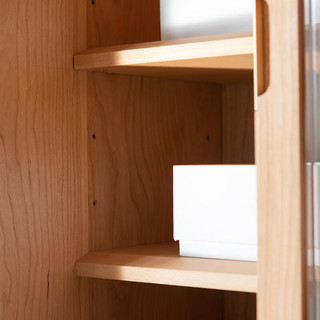 良工实木书柜原木家具现代简约北欧置物柜客厅电视边柜藤日式储物柜 高柜