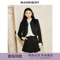 MAXRIENY【-摩登女爵】宫廷新中式西装截短外套2024春款 黑白条纹 01/34/S