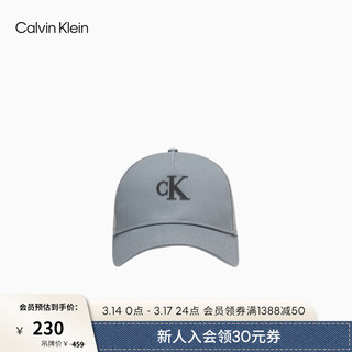 Calvin Klein Jeans男女同款休闲简约字母网面拼接运动弯檐棒球帽K510171 PN6-灰蓝色 OS