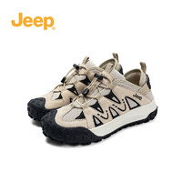 Jeep 吉普 运动鞋女免系带跑步鞋女德训鞋户外徒步登山鞋女 黑灰色 36