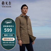 雅戈尔(YOUNGOR)风衣男双翻领长款棉风衣聚酯纤维不易皱保型弹性耐穿 VYCF429949YAA卡其色 185/104A