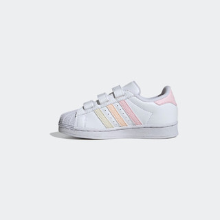 adidas SUPERSTAR CF魔术贴贝壳头经典板鞋男小童阿迪达斯三叶草 白/粉/薄荷绿 31.5码