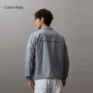 Calvin Klein Jeans24春夏男士简约字母印花运动休闲立领外套J326072 PN6-云迹灰 XL