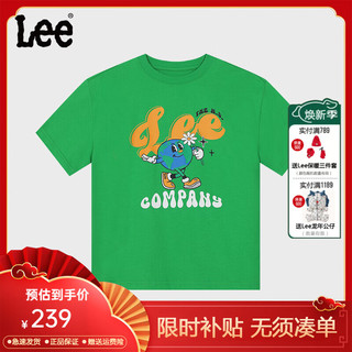 Lee儿童短袖T恤2024春夏男女童宽松舒适纯棉印花套头上衣童装 绿色 150cm