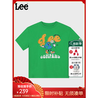 Lee儿童短袖T恤2024春夏男女童宽松舒适纯棉印花套头上衣童装 绿色 160cm