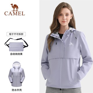 CAMEL 骆驼 珠穆朗玛系列单层冲锋衣男女春秋薄款韩版潮流外套旅行服 A0W1UH108A，轻烟紫