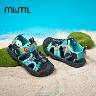 M1&M2西班牙童鞋儿童凉鞋夏季男童女童包头防滑舒适耐磨休闲运动鞋 黑色 28码 适合脚长16.5~17cm