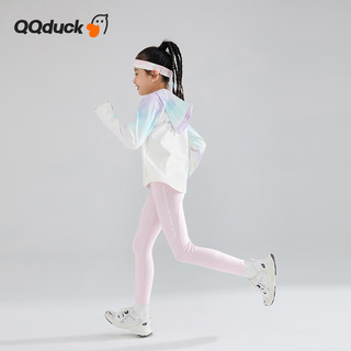 QQ duck 可可鸭 童装儿童卫衣女童上衣跑步瑜伽运动训练服运动白色；120