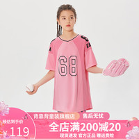 Kappa Kids卡帕中大童长款短袖运动风男女童简约时尚上衣篮球衣T恤