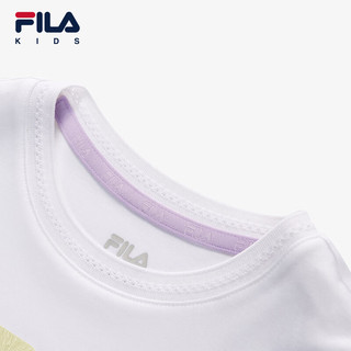 FILA 斐乐儿童服装短袖T恤2024春冬女中大童休闲舒适上衣 标准白-WT 140cm