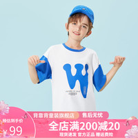 Kappa Kids卡帕儿童夏季短袖简约百搭男女童T恤校园风圆领上衣 蓝色 薄款  150