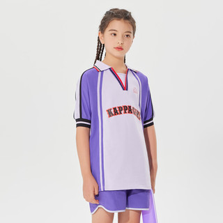 Kappa Kids卡帕中大童夏季短袖运动撞色多巴胺校园风时尚百搭男女童圆领上衣 紫色 常规 160