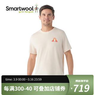 SMARTWOOLSmartwool男女运动短袖美利奴图案T恤吸湿羊毛印花短袖2456 杏仁色2365-L31 L