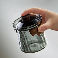 高硼硅沧海玻璃泡茶杯 透黑盖碗 390ml
