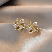 ÖKO 旋转风车耳钉女简约耳环925银针 E20金色