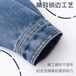 真维斯童装 JEANSWEST JNR男童外套春秋款2024儿童休闲牛仔夹克帅气中大童春装潮流上衣 【口袋春秋款】牛仔蓝/聪明小柴 160cm