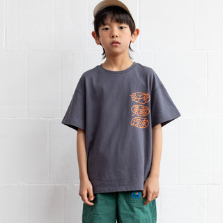 mipo儿童短袖男亲子装女童夏装T恤童装 礁岛灰 110cm