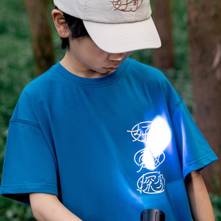 mipo儿童短袖男亲子装女童夏装T恤童装 海水蓝 130cm