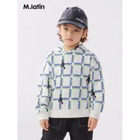 M.Latin/马拉丁童装儿童卫衣23年冬男大童印花连帽卫衣 花白色 160cm