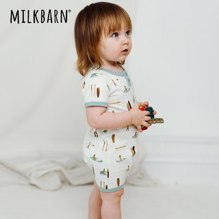 Milkbarn2024婴儿连体衣男女宝宝夏季短袖哈衣爬服婴幼儿衣服 云上冲浪 80cm(12-18m)