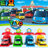 贝木惠（beimuhui）韩国泰路TAYO巴士 儿童卡通玩具汽车停车场 回力太友公交弹射模型 开门回力车9cm)+4个弹射屋