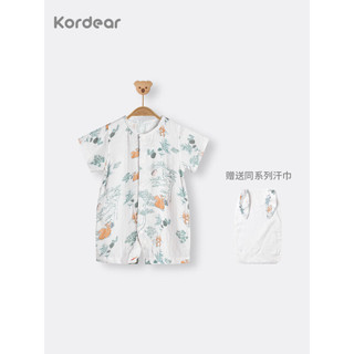 Kordear考拉蒂尔婴儿连体衣夏季薄款宝宝夏装衣服新生儿短袖哈衣爬爬服 水彩松鼠 90cm