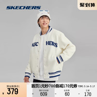 Skechers斯凯奇运动棉衣宽松羊羔绒棒球服保暖百搭经典棉服外套