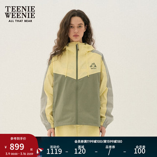 Teenie Weenie【UPF50+】小熊防晒外套女2024年春夏双栖彩壳连帽工装外套女 黄色 155/XS