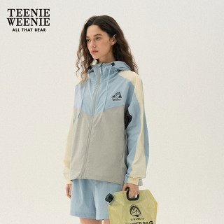 Teenie Weenie【UPF50+】小熊防晒外套女2024年春夏双栖彩壳连帽工装外套女 蓝色 160/S