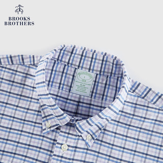 布克兄弟（BrooksBrothers）男士24早春修身版牛津纺免烫长袖休闲衬衫 5000-蓝紫格 M