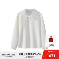 Marc O'Polo/MOP春季斜门襟翻领落肩套头卫衣女 白色100 S/165