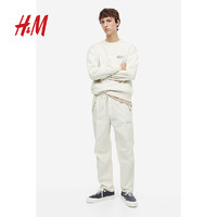 H&M 男装休闲裤春季时尚运动风多口袋工装裤ins风简约长裤1106189 白色