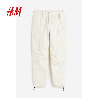 H&M 男装休闲裤运动风多口袋工装裤1106189 白色 175/88A