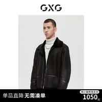 GXG 男装 商场同款沉静棕系列黑色皮草夹克皮毛一体 22年冬季新款 黑色 S