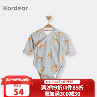 Kordear考拉蒂尔婴儿衣服春季宝宝侧开三角连体衣印花长袖纯棉哈衣爬服 鹿的故事 90cm