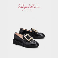 【12期免息】Roger Vivier/RV女鞋Viv Rangers厚底钻扣通勤乐福鞋 黑色 37