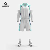 RIGORER 准者 定制篮球服套装男士比赛训练套装背心印制球衣数码印 纯白色 S